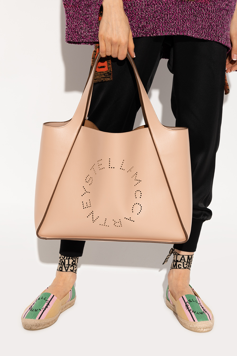 トートバッグ Stella McCartney FW25 Logo shopping bag (502793WP0563 1120) Women's Bags | stella lette slides adidas by stella